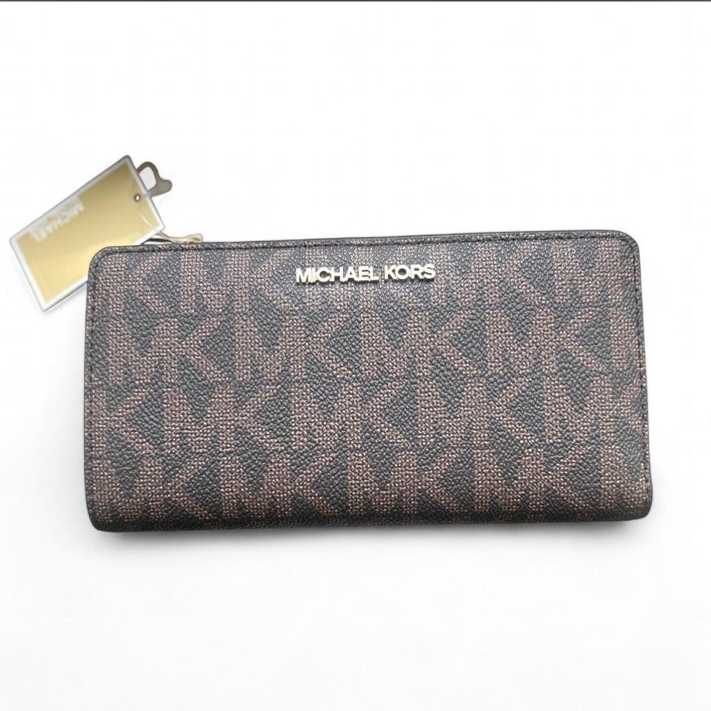 NWT Michael Kors Brown “Luggage Jet Set Continental” Wallet